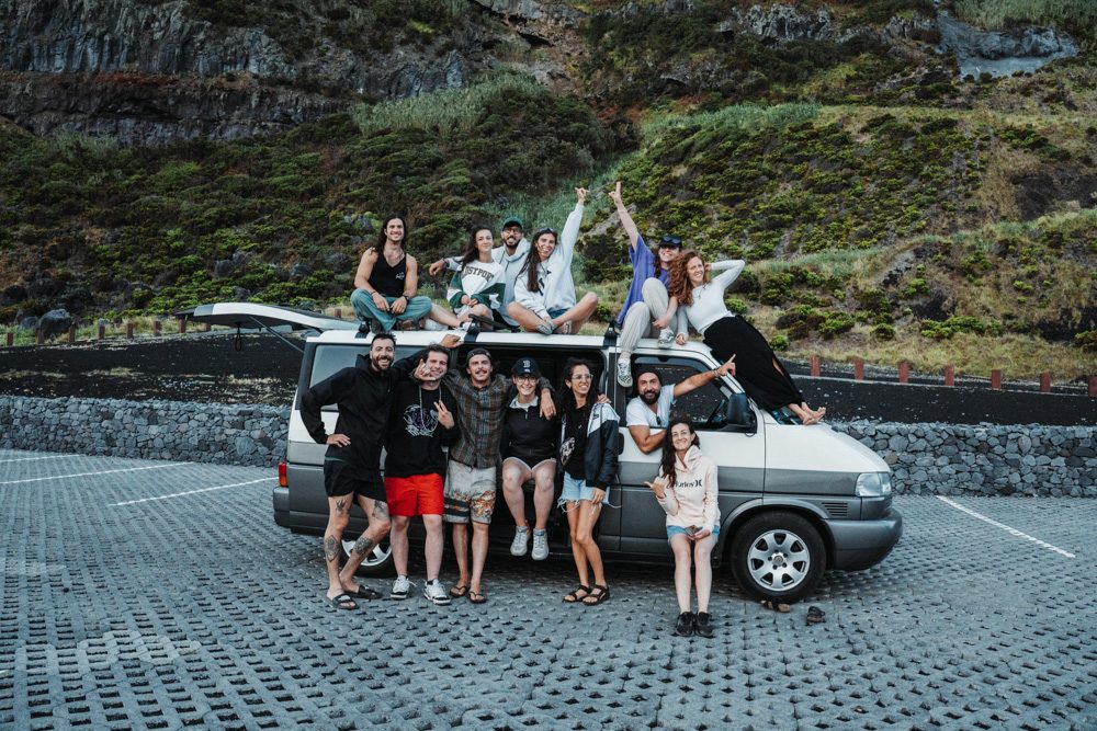 SurfWeek group with the van in São Miguel